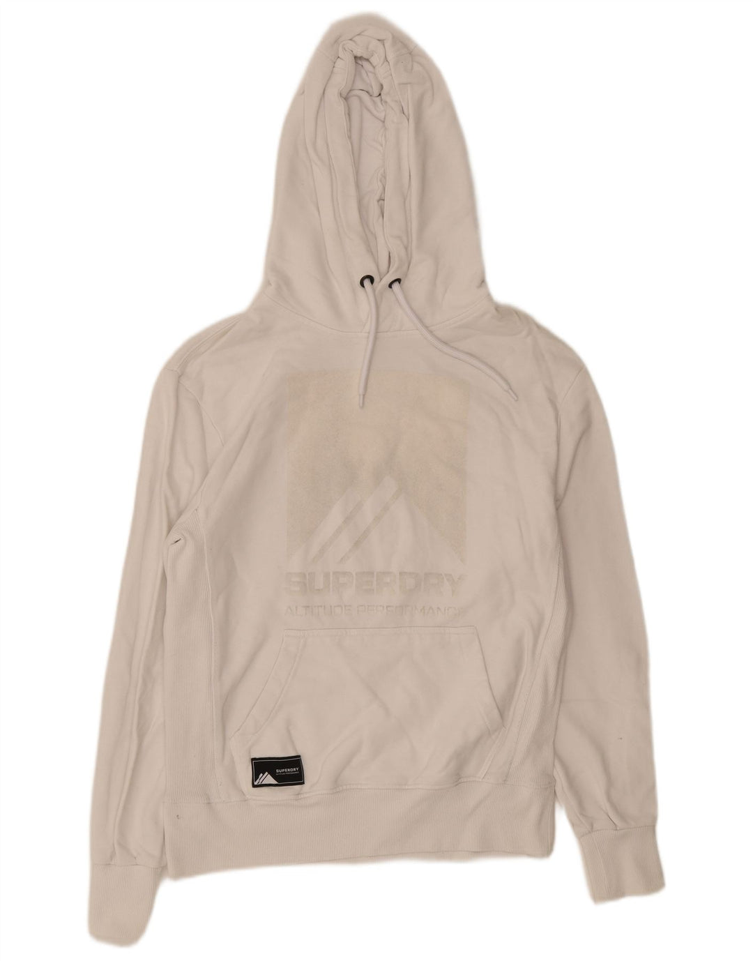 Superdry Mens Graphic Hoodie Jumper Small White Cotton