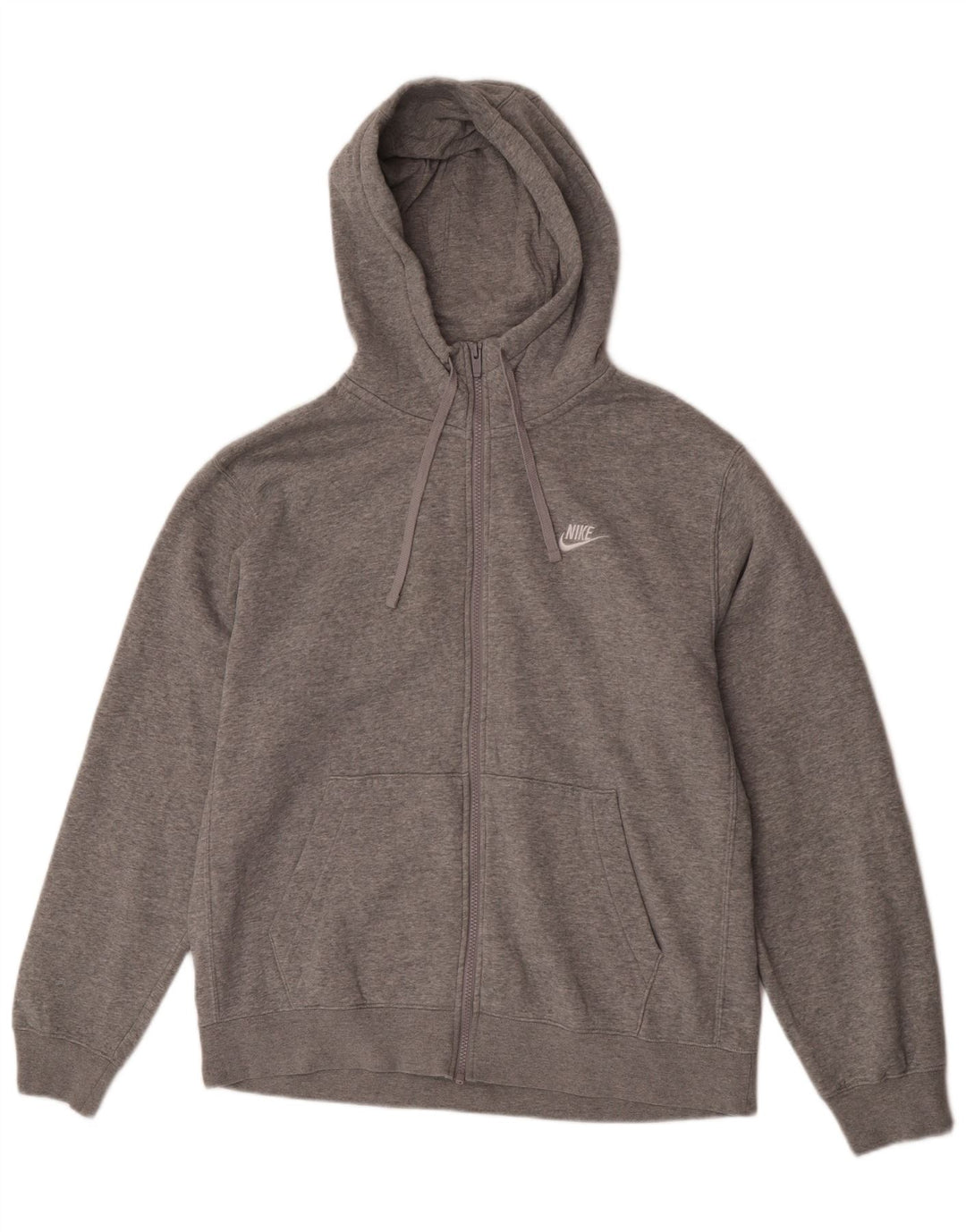 Nike Mens Regular Fit Zip Hoodie Sweater Large Grey Cotton