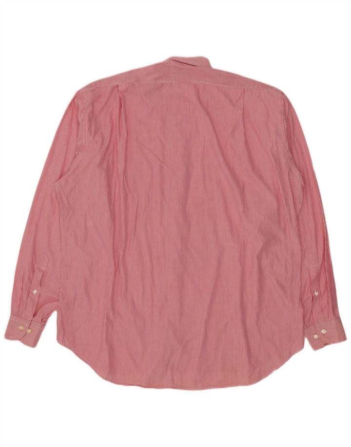 LANCETTI Mens Shirt Size 43 17 XL Red Pinstripe