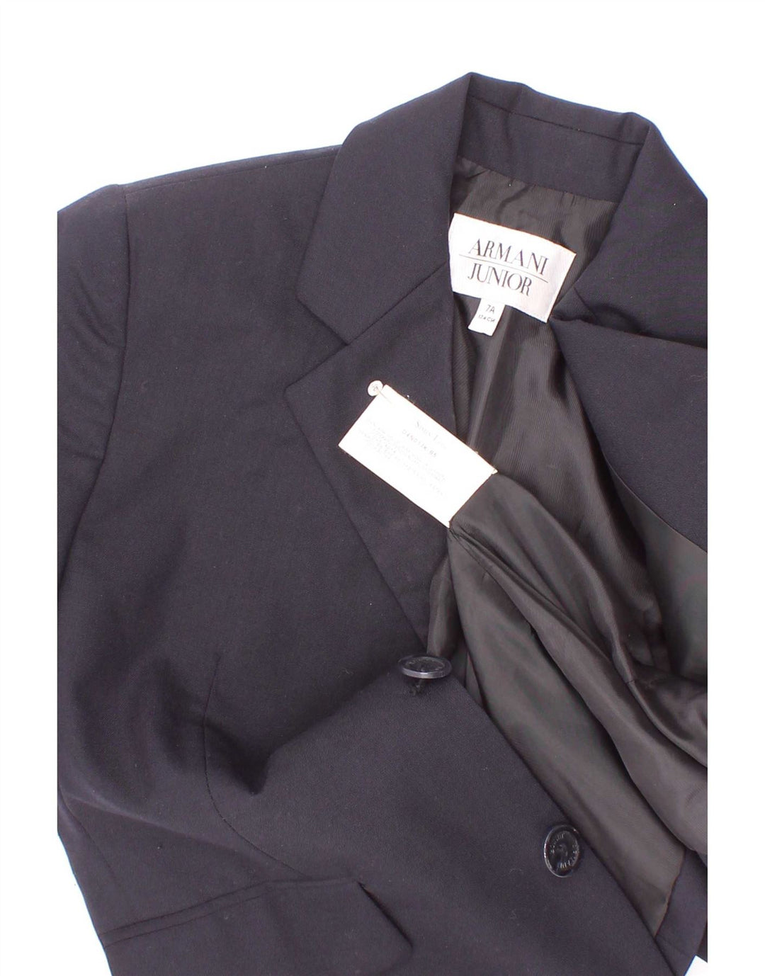 Giacca Blazer a 3 Bottoni Armani Junior Bambino 6-7 Anni in Lana Blu Navy