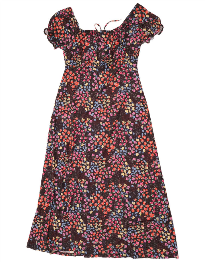 Lipsy Dame Maxi Dress UK 10 Small Black Floral Polyester