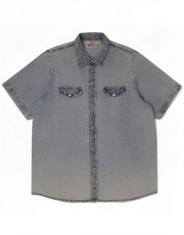 Positano by Jean Paul Damen Kurzarm-Jeanshemd US 2 XS Blau