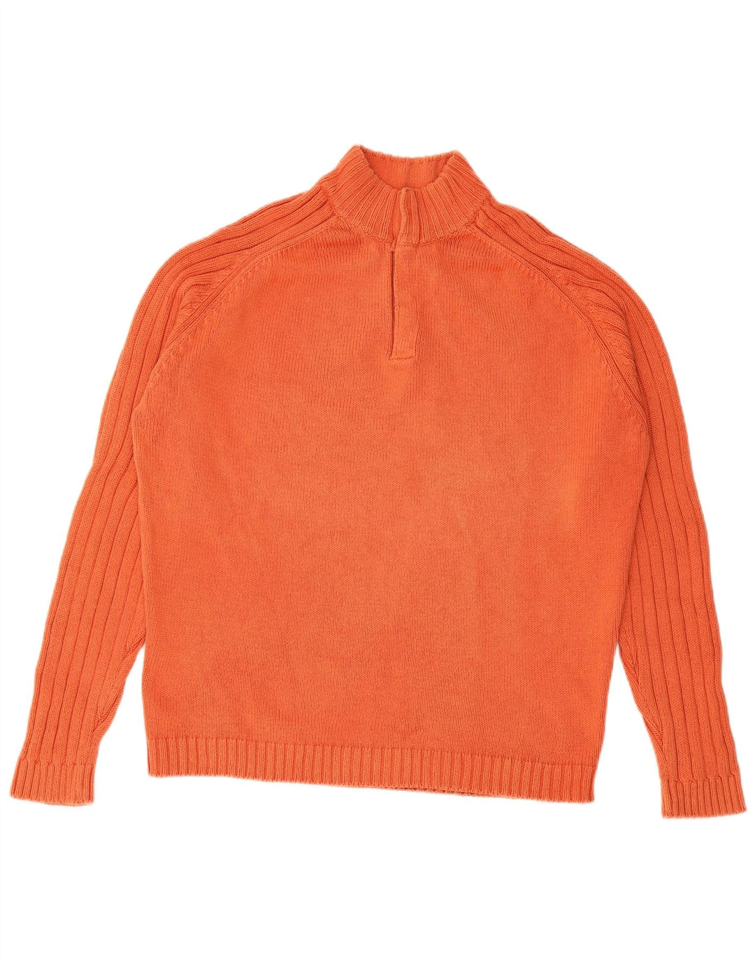 MASSIMO DUTTI Herre Button Neck Jumper Sweater Stor Orange Bomuld