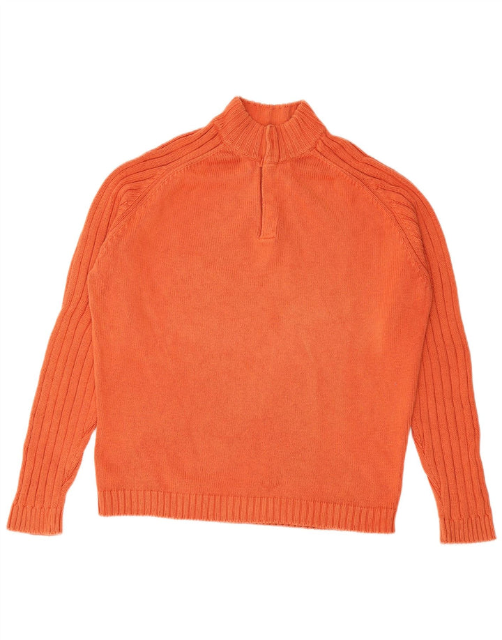 MASSIMO DUTTI Herre Button Neck Jumper Sweater Stor Orange Bomuld