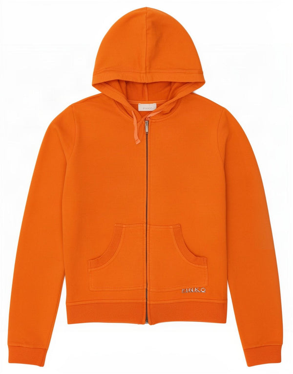 Pinko Womens Zip Hoodie Sweater UK 14 Large Orange Cotton