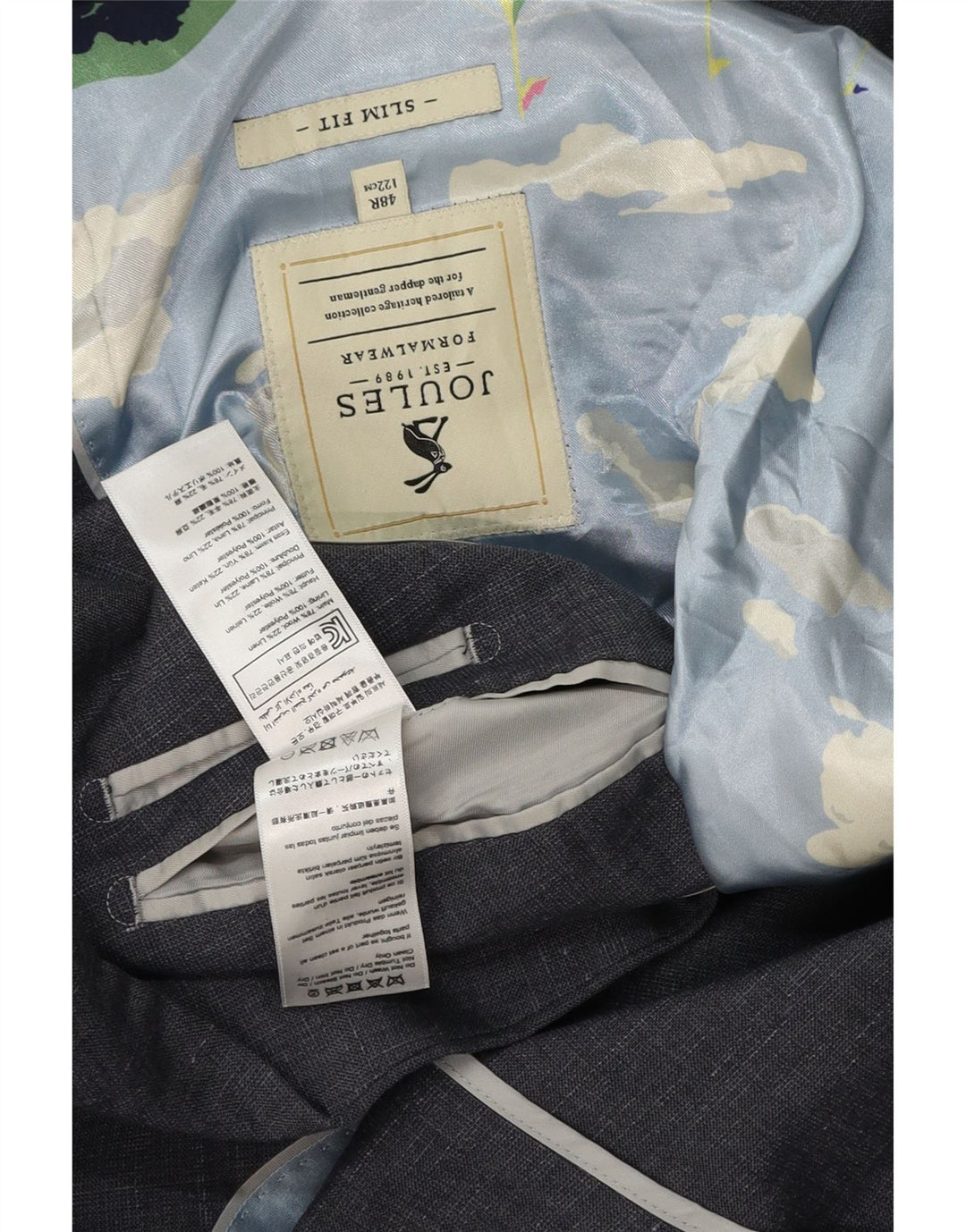 Joules Mens 2 Button Slim Fit Blazer Jacket UK 48 4XL Grey Flecked Wool