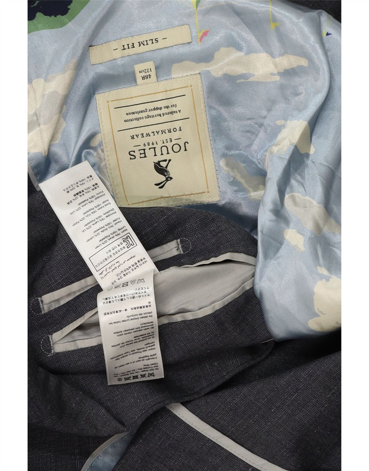 Joules Mens 2 Button Slim Fit Blazer Jacket UK 48 4XL Grey Flecked Wool