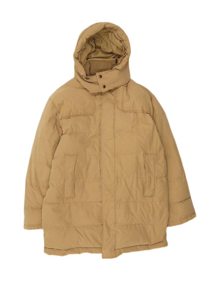 MARINA YACHTING Mens Hooded Padded Coat IT 48 Medium Beige Polyester
