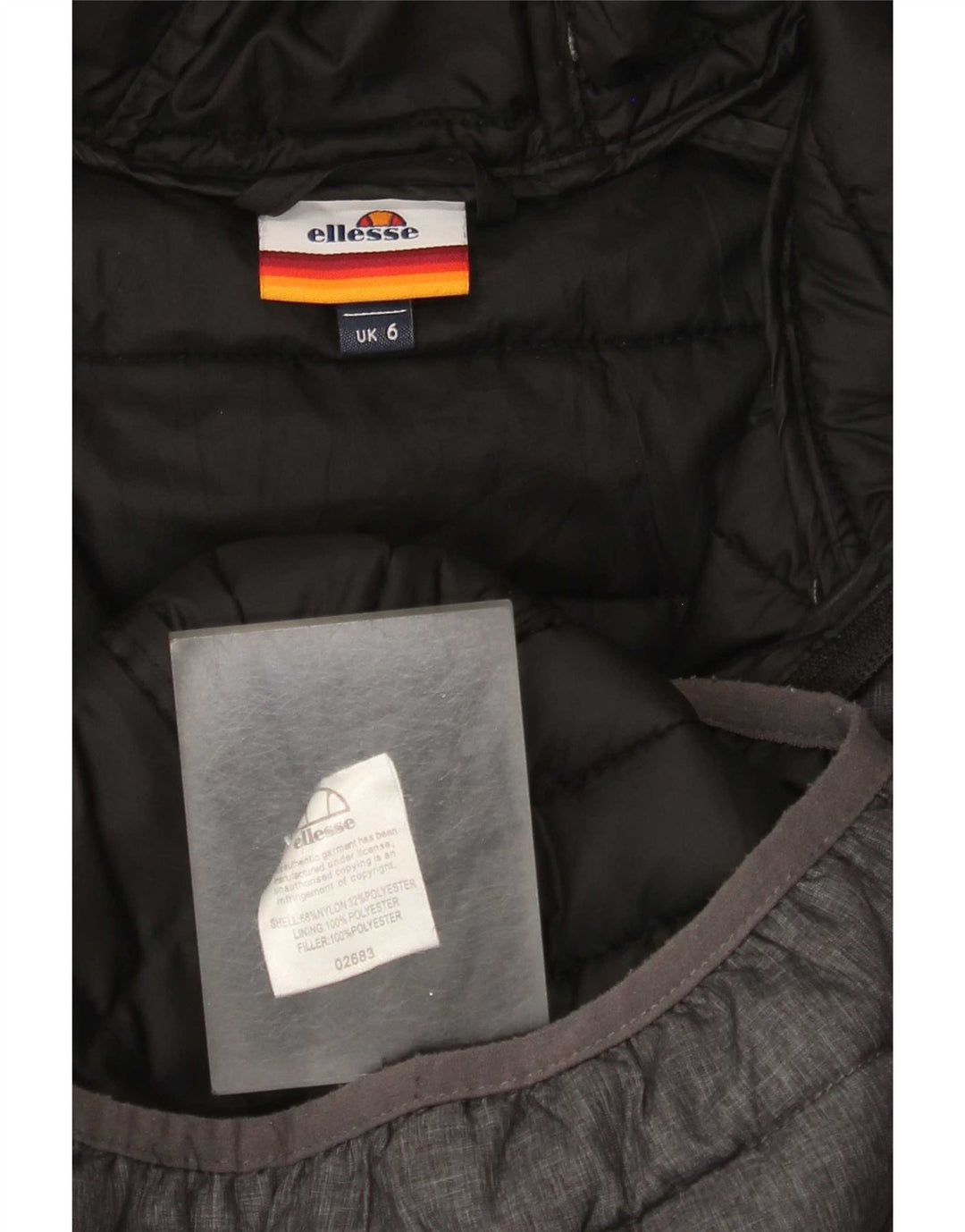 Ellesse Womens Hooded Padded Jacket UK 6 XS Grey Nylon