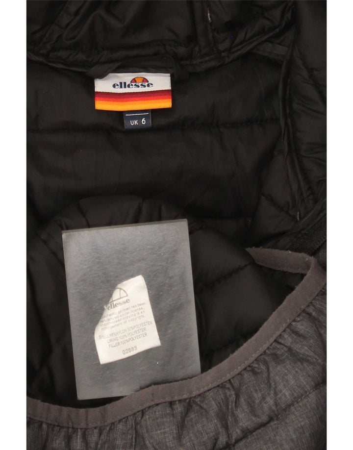 Ellesse Womens Hooded Padded Jacket UK 6 XS Grey Nylon