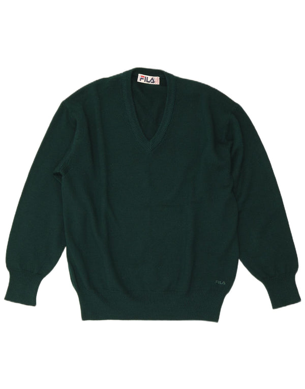 Fila Mens Regular Fit V-nyakú pulóver IT 48 közepes zöld