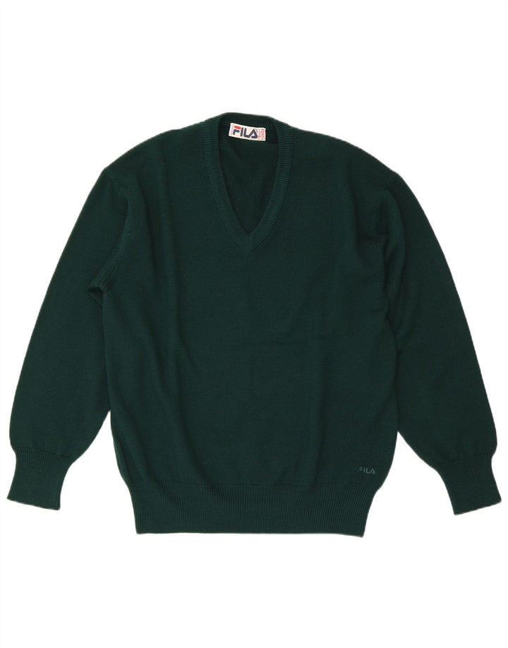 Fila Mens Regular Fit V-nyakú pulóver IT 48 közepes zöld