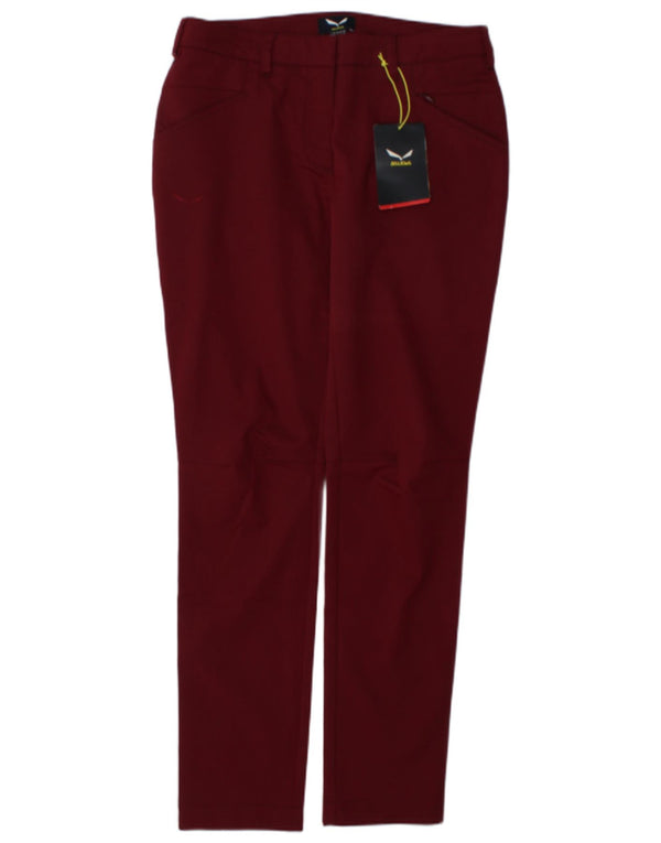 SALEWA Womens Slim Casual Trousers UK 10 Small W32 L31 Burgundy Polyester
