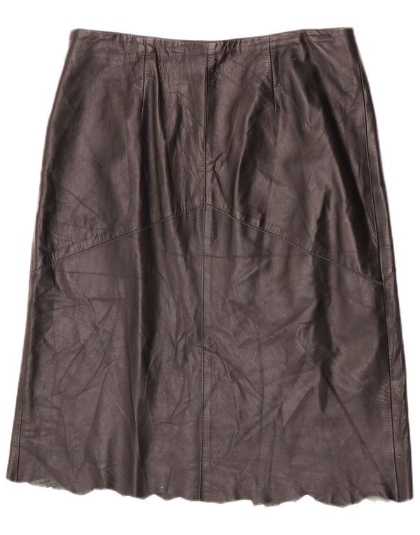 Vintage Womens Leather Skirt IT 48 XL W32 Black Leather