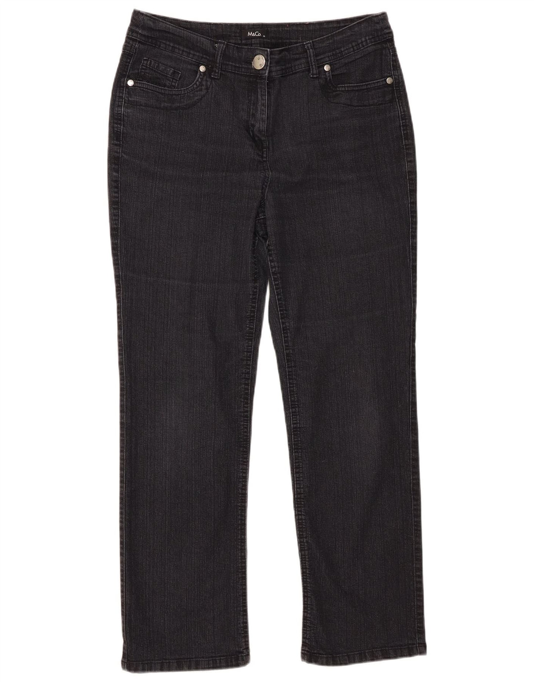 M&Co Womens Straight Jeans UK 14 Large W34 L27 Black