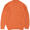 Vintage Herre Turtle Neck Jumper Sweater Medium Orange Bomuld