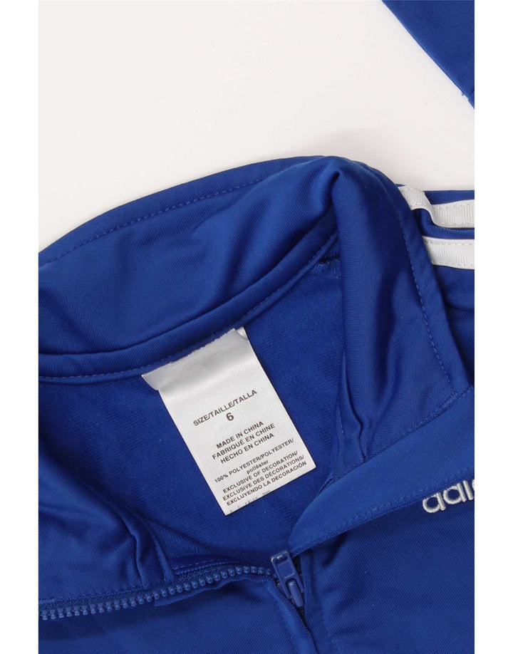 Adidas Boys Tracksuit Top Jacket 5-6 Years Blue Colourblock Polyester