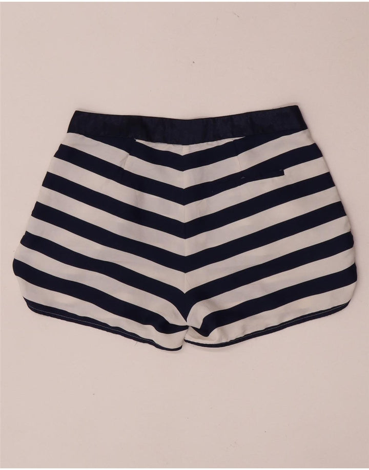 Zara Womens Chino Shorts Small W26  Navy Blue Striped Polyester
