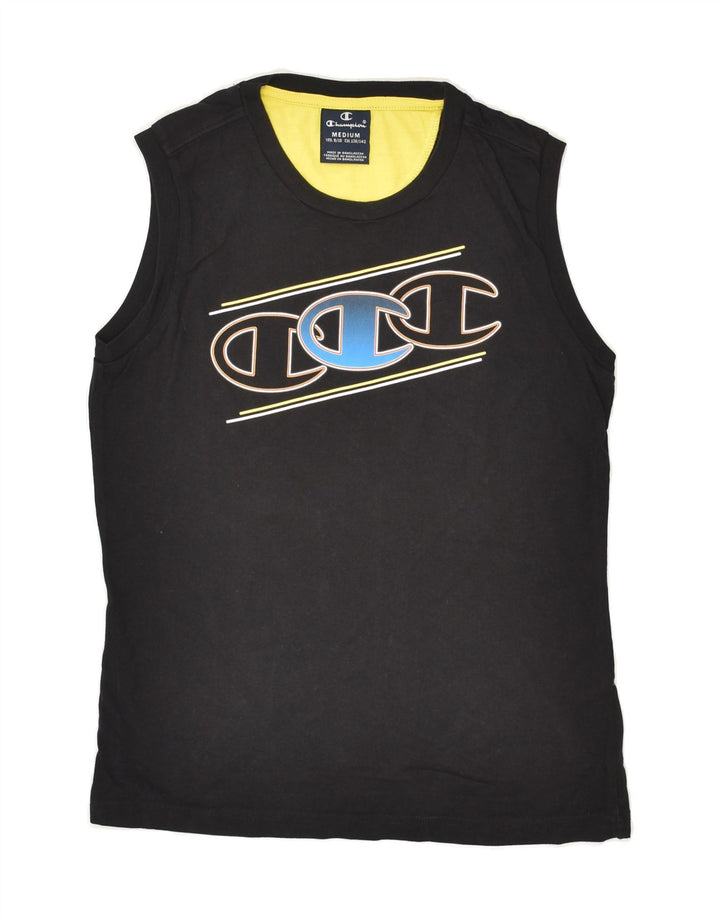 CHAMPION Boys Graphic Vest Top 9-10 Years Medium  Black Cotton | Vintage Champion | Thrift | Second-Hand Champion | Used Clothing | Messina Hembry 