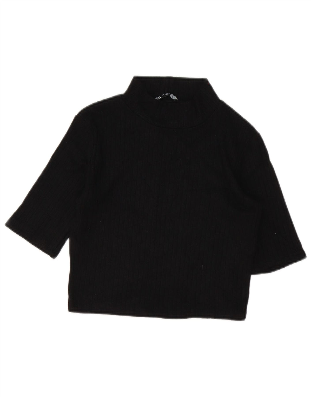 Zara Womens Crop Bluse Top UK 10 Small Black