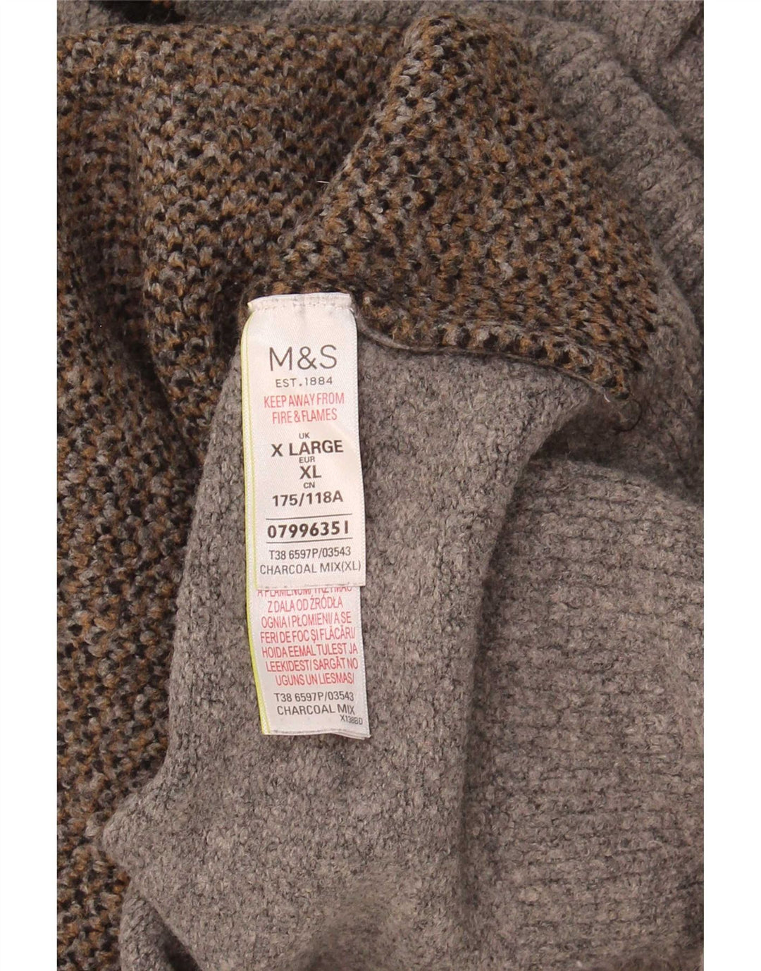 Marks & Spencer Womens Turtle Neck Jumper Sweater UK 18 XL Grey