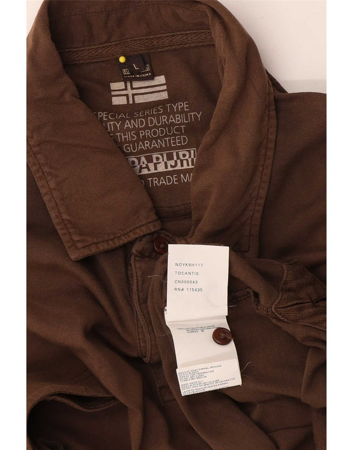 Napapijri Mens Polo Shirt Large Brown Cotton