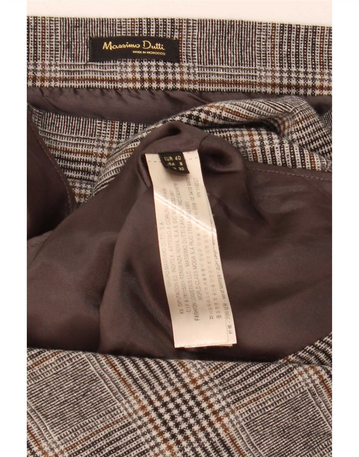Massimo Dutti Womens Asymmetrical Skirt EU 40 Medium W30 Grey Check Wool