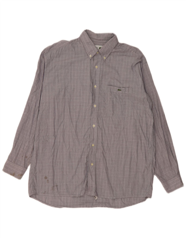 Lacoste Mens Shirt Size 42 Large Grey Check Cotton