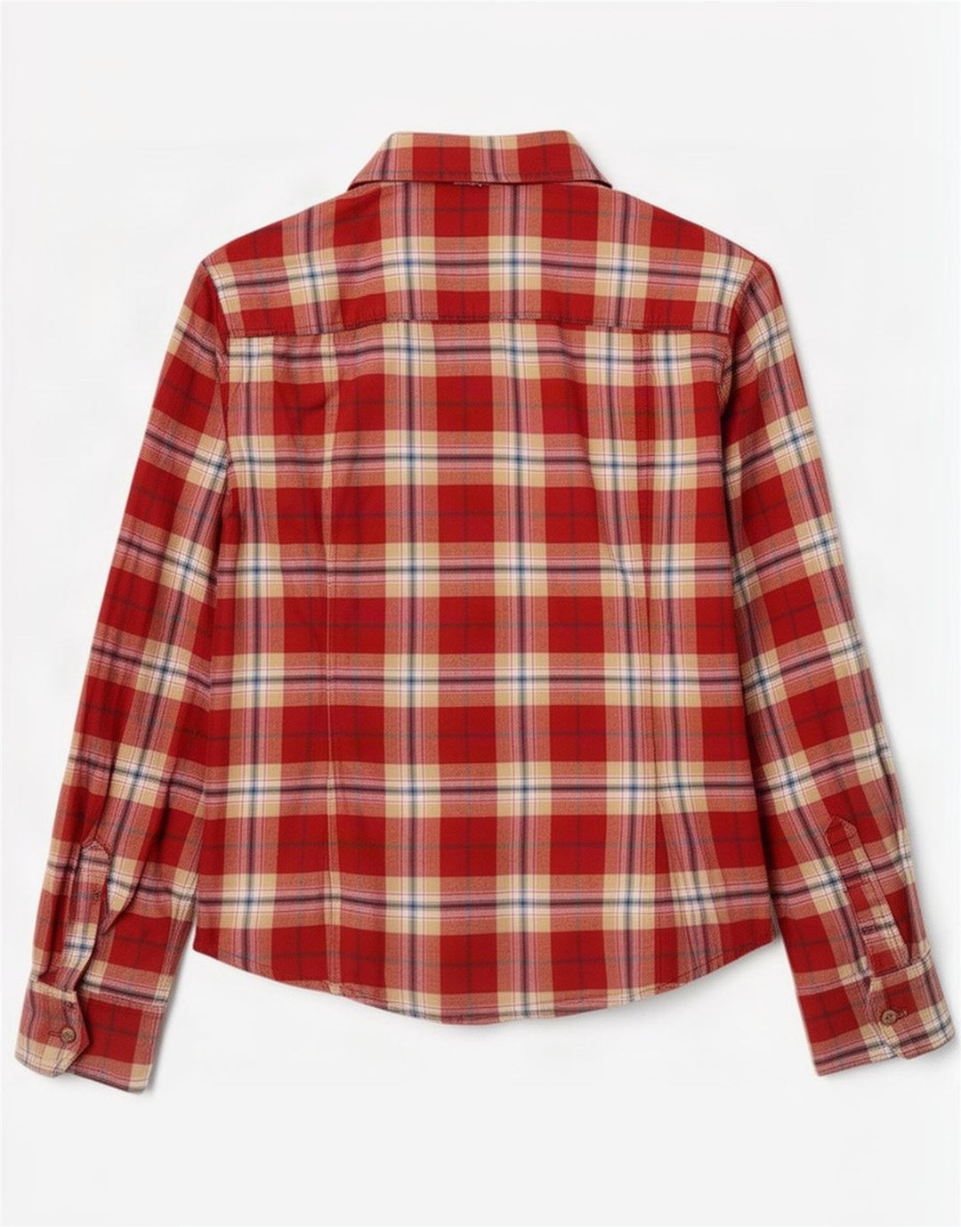 Camicia in flanella militare da donna Benetton UK 12 medio rosso a quadri