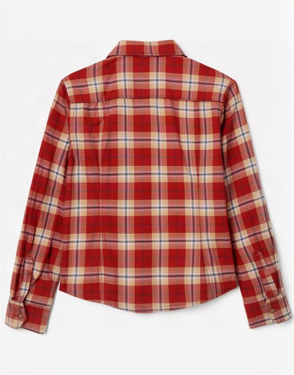 Camicia in flanella militare da donna Benetton UK 12 medio rosso a quadri