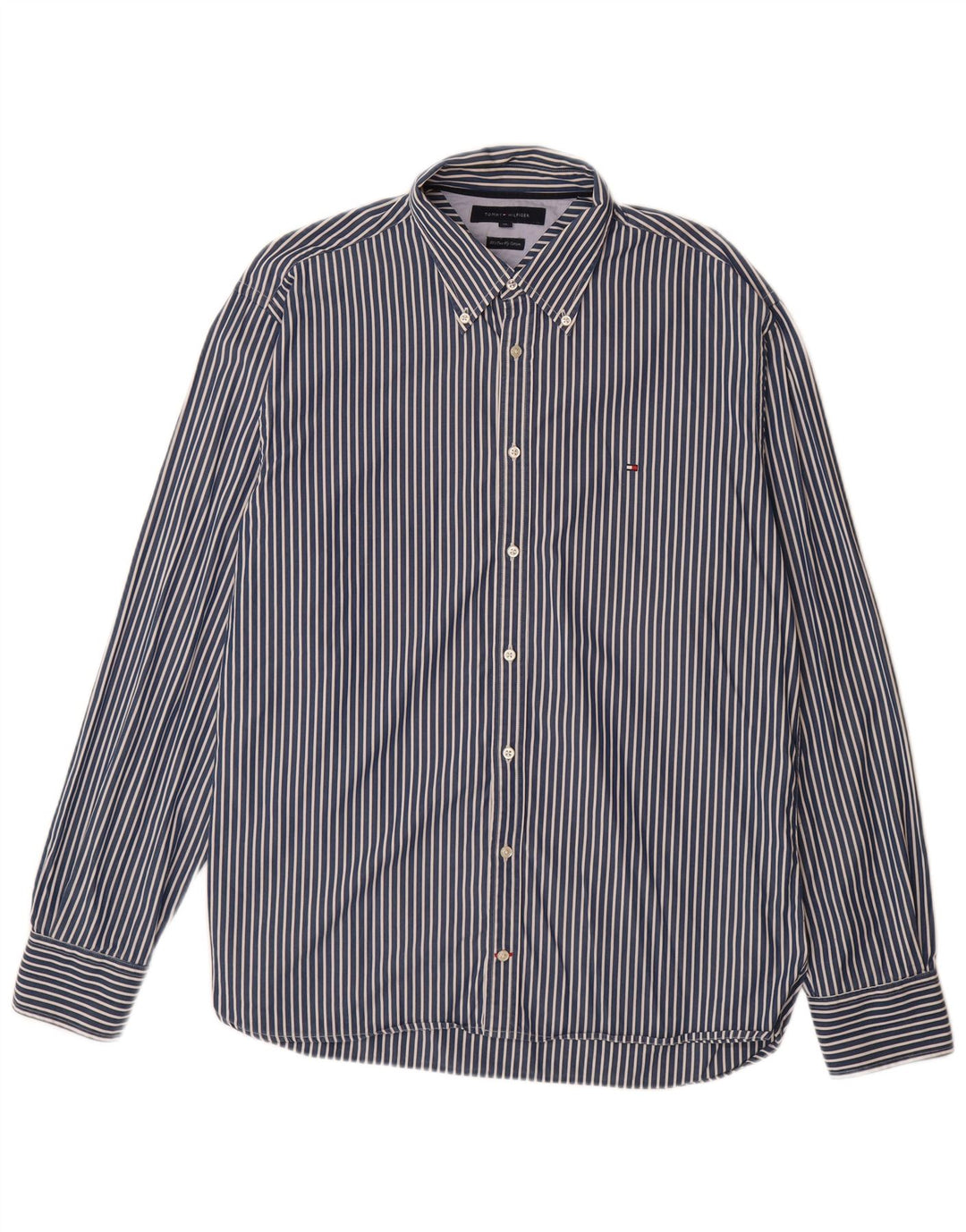TOMMY HILFIGER Mens Shirt XL Navy Blue Striped