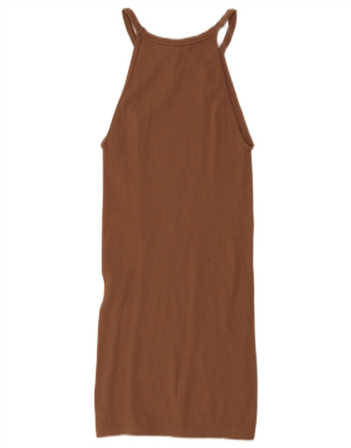 Zara Womens Mini Halter Dress UK 4 XS Brown