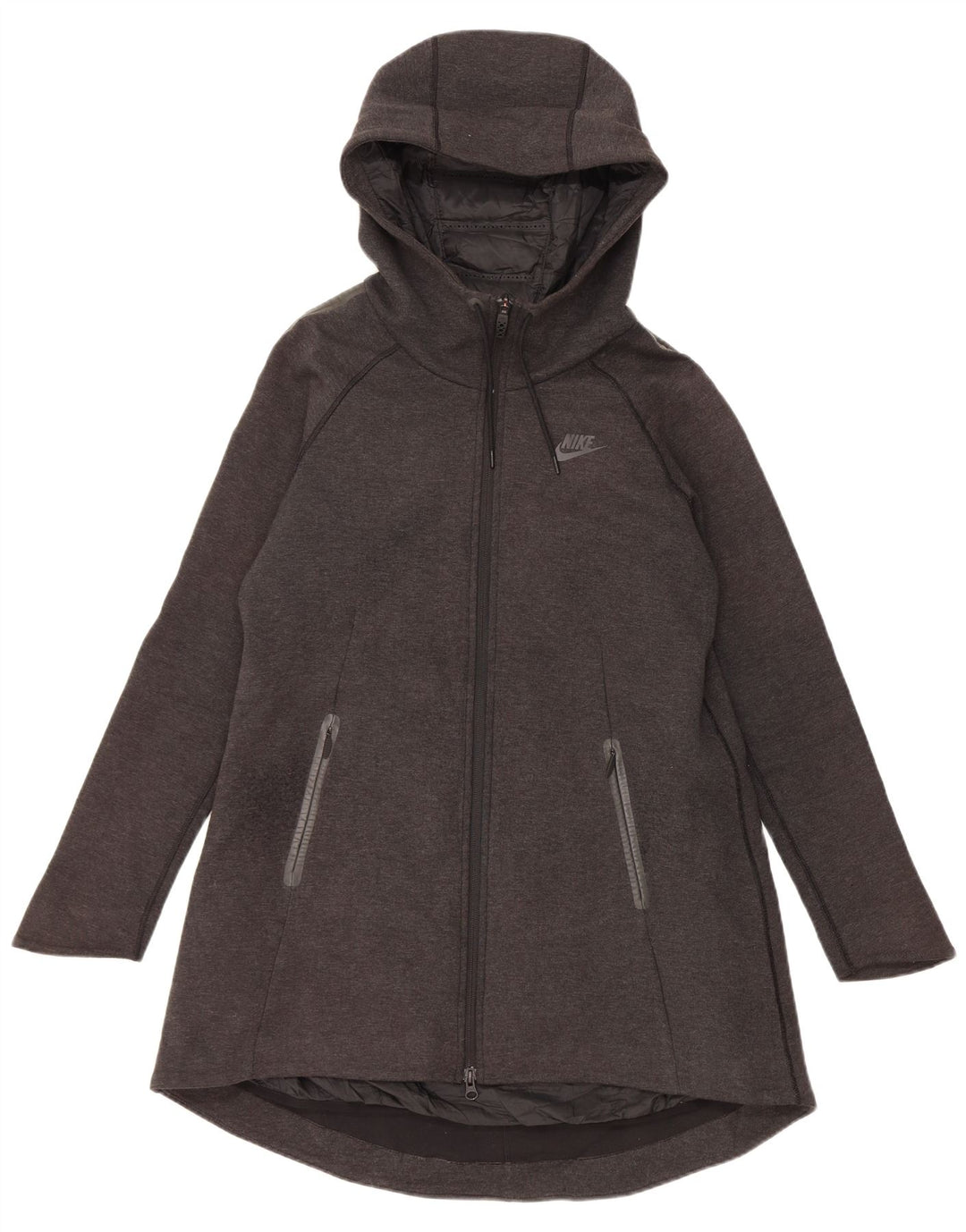 NIKE Womens Oversized Hooded Windbreaker Coat UK 10 Small Grey Polyester