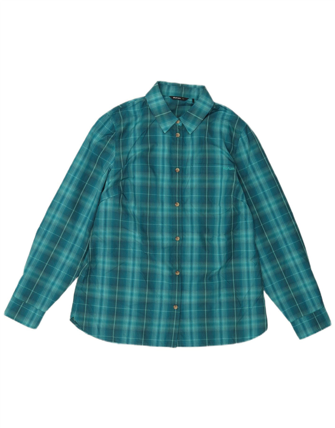 Rohan Womens Shirt UK 12 Medium Blue Check Polyester