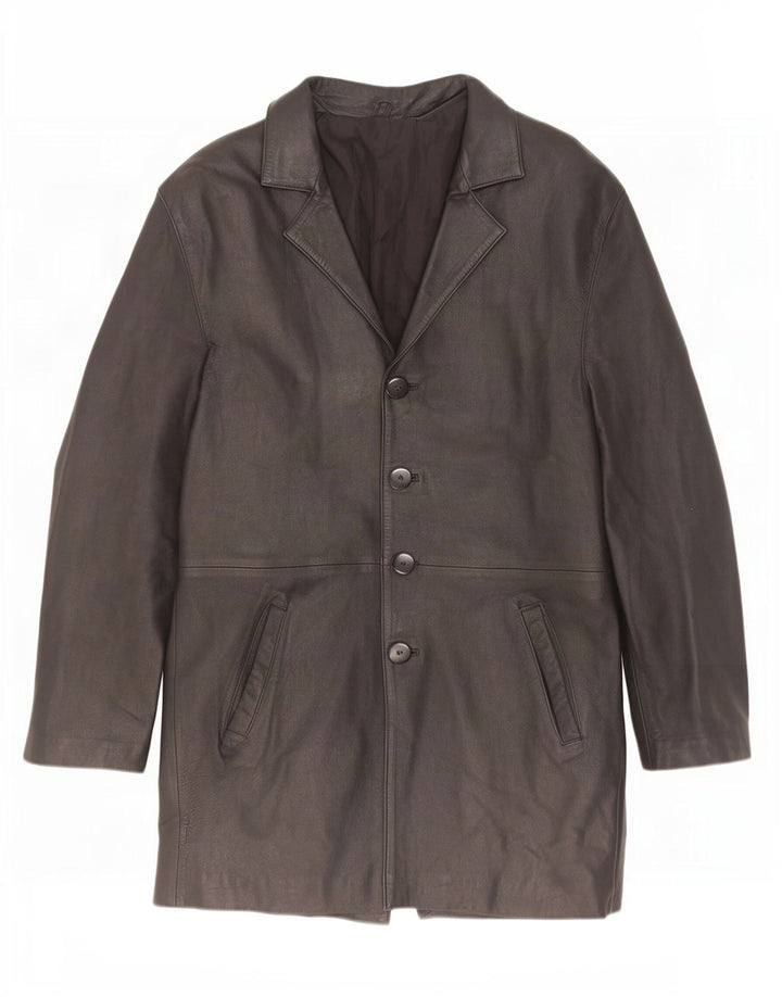 Casaco de couro masculino vintage UK 38 médio preto