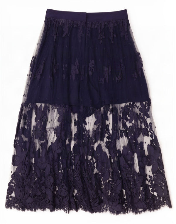 Vintage Γυναικεία Maxi Φούστα IT 42 Medium W26 Navy Blue Floral Silk