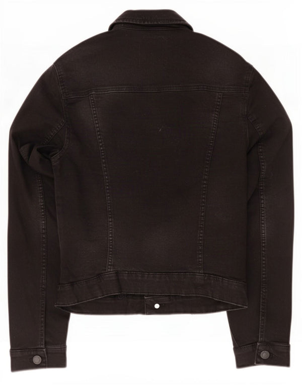 Zara Womens Trafaluc Denim Jacket UK 12 Moyen Noir Coton