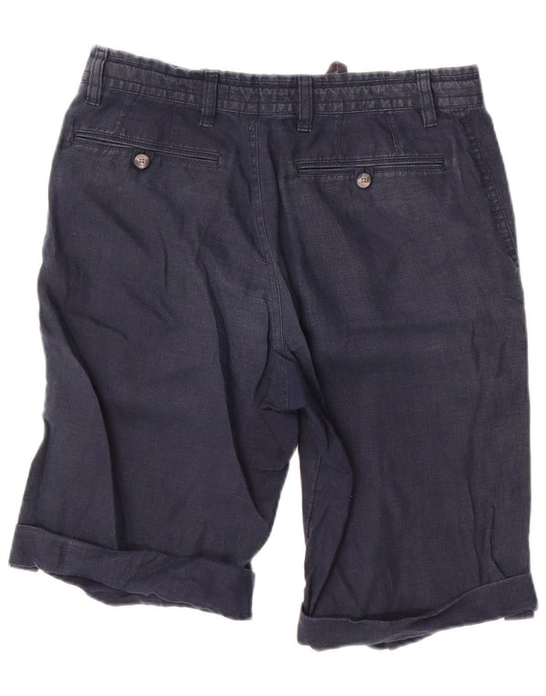Marks & Spencer Herre Chino Shorts W30 Medium Navy Blue Linen