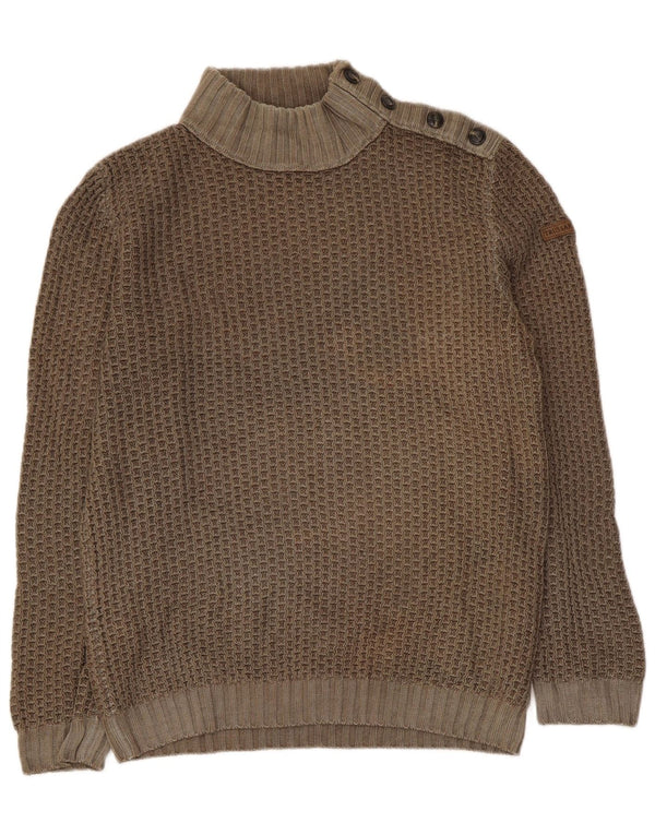 Trussardi Jeans Herren-Pullover mit Rollkragen, groß, Khaki, Wolle
