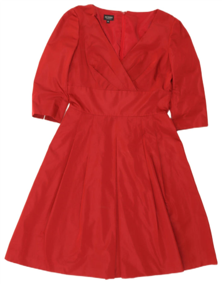 HOBBS Womens 3/4 Sleeve A-Line Dress UK 10 Small Red Polyester