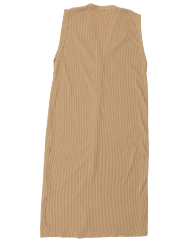 Zara Dame ærmeløs Maxikjole UK 16 Large Beige Polyester