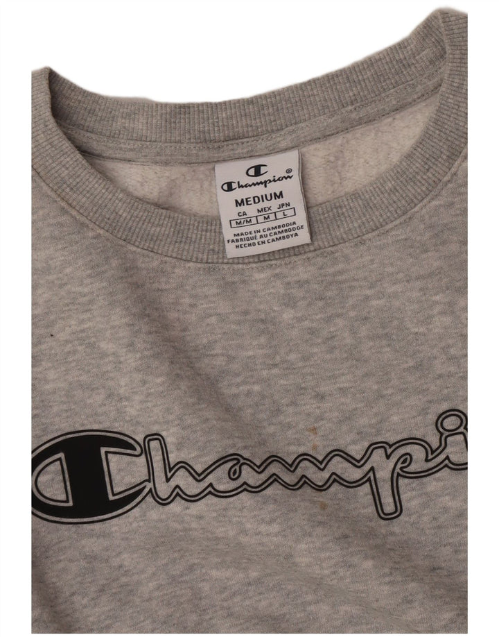 Champion Womens Graphic Sweatshirt Jumper UK 14 Medium Grey Flecked