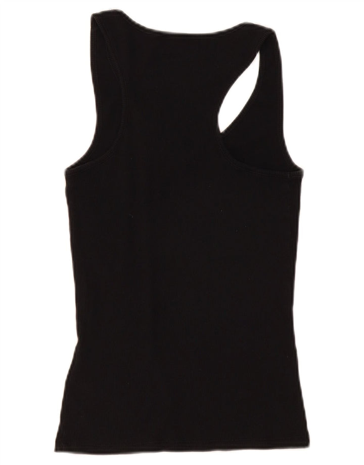 Guess Womens Graphic Vest Top UK 12 Medium Black Cotton