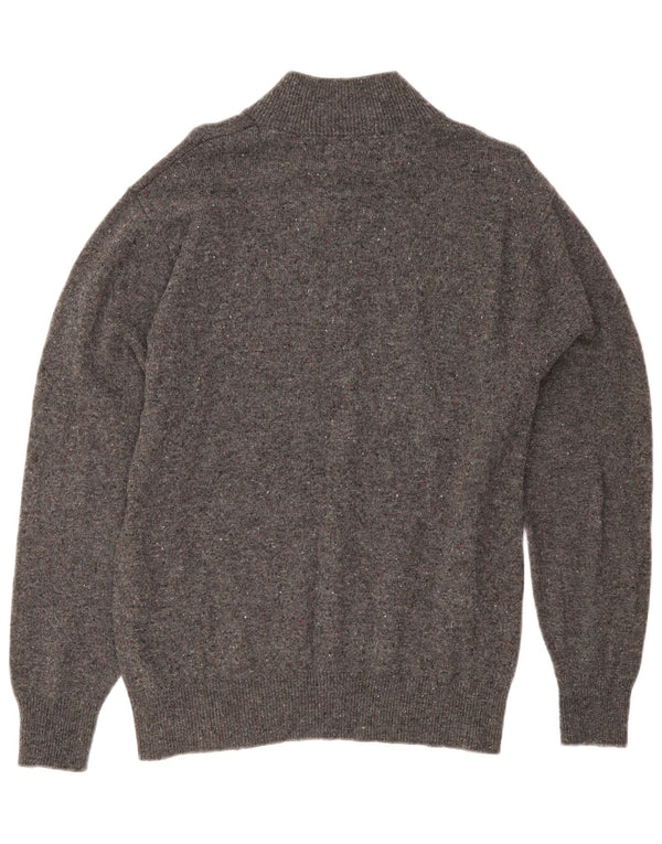 Maglione da uomo con zip e collo Orvis in lana screziata grigio medio