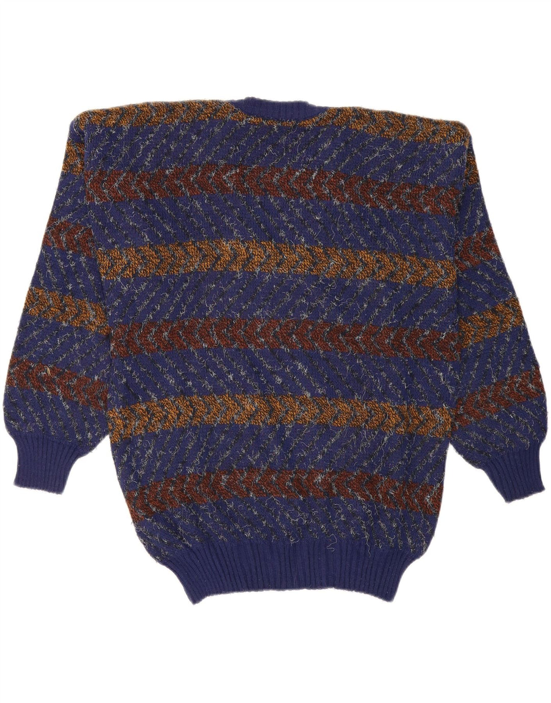 VINTAGE Mens V-Neck Jumper Sweater Large Navy Blue Striped Vintage Vintage and Second-Hand Vintage from Messina Hembry 