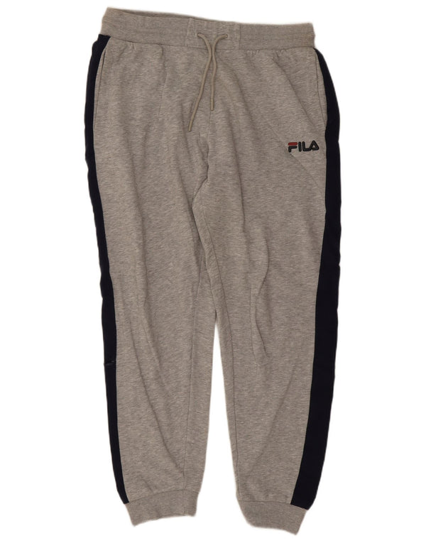 Fila Mens Tracksuit Trousers Joggers Large Grey Colourblock Cotton