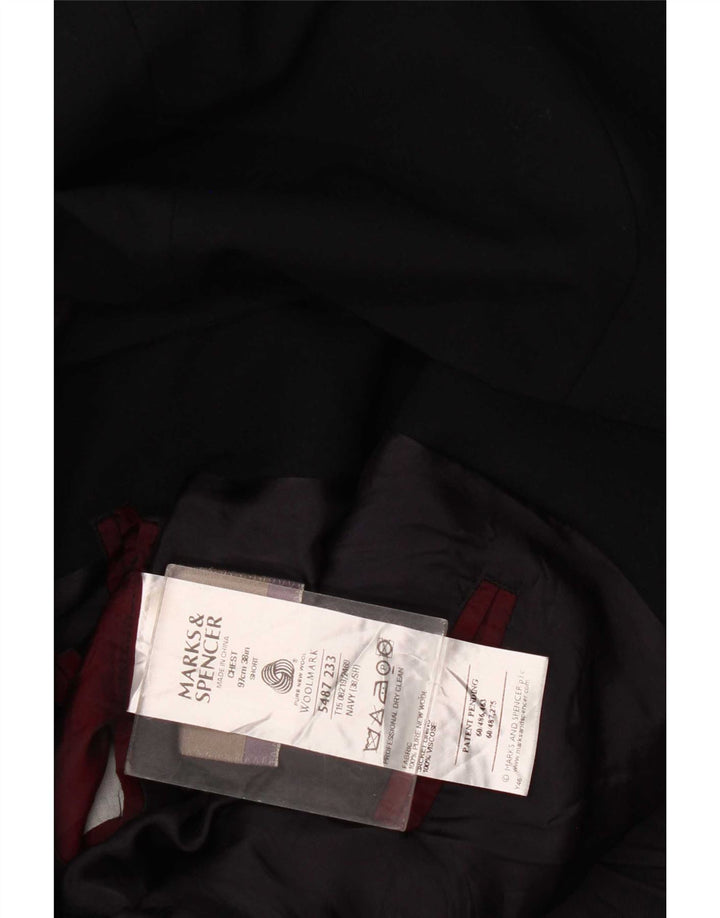 Marks & Spencer Chaqueta tipo blazer de 3 botones para hombre UK 38 Medium Azul marino Lana virgen