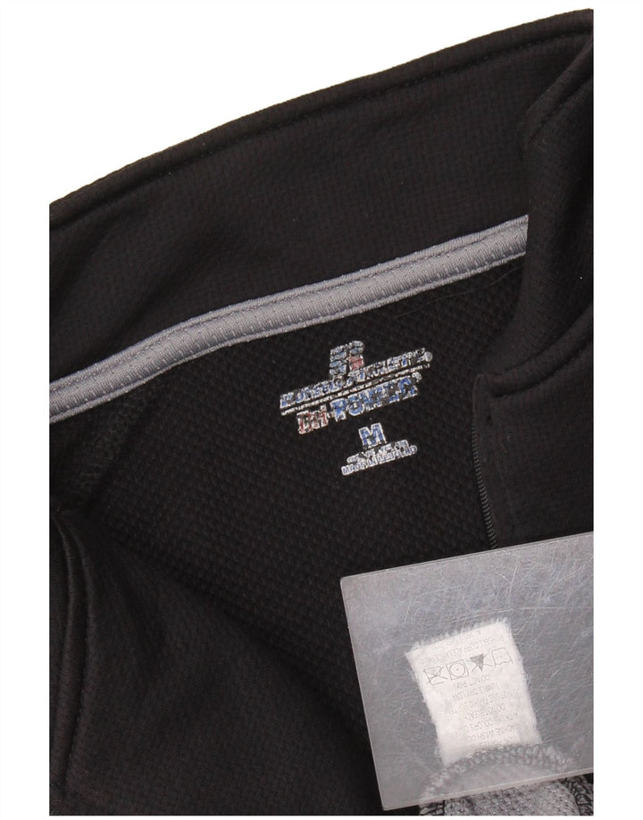 Russell Athletic Mens Zip Neck Top Long Sleeve Medium Black Polyester