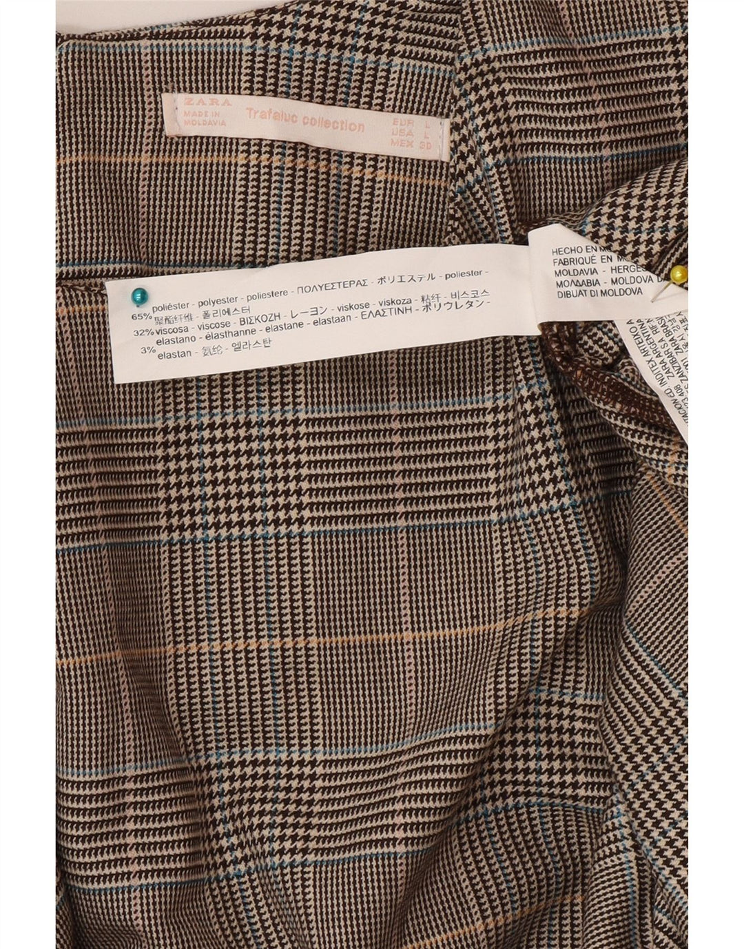 Zara Womens A-Line Dress UK 16 Large Brown Check Polyester