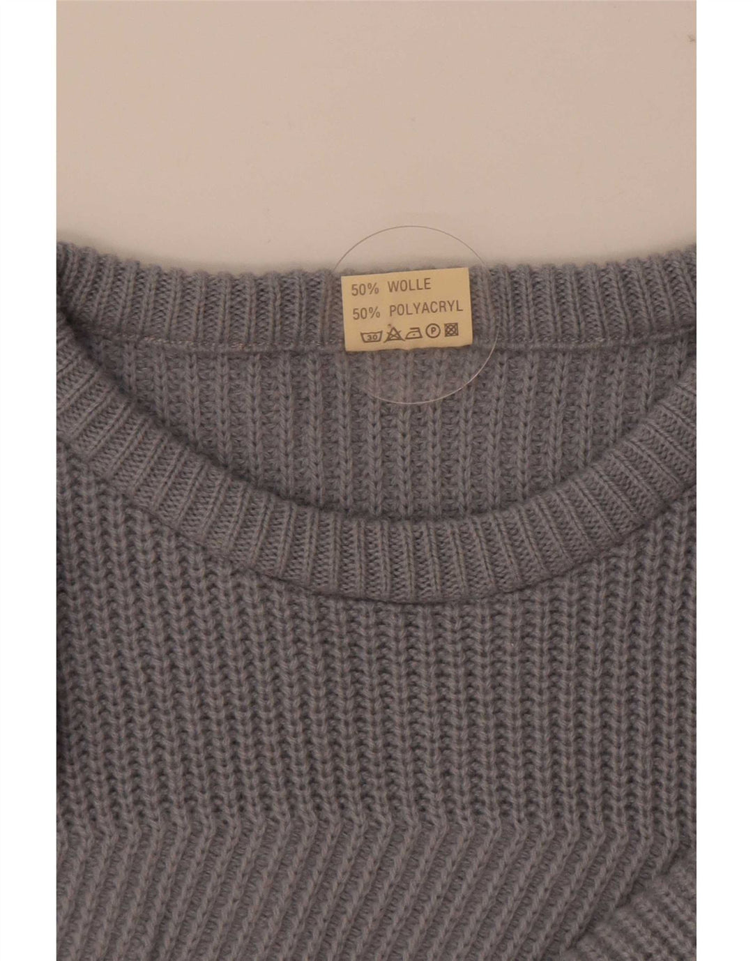 Vintage Mens Crew Neck Jumper Sweater IT 50/52 Large Grey Wool